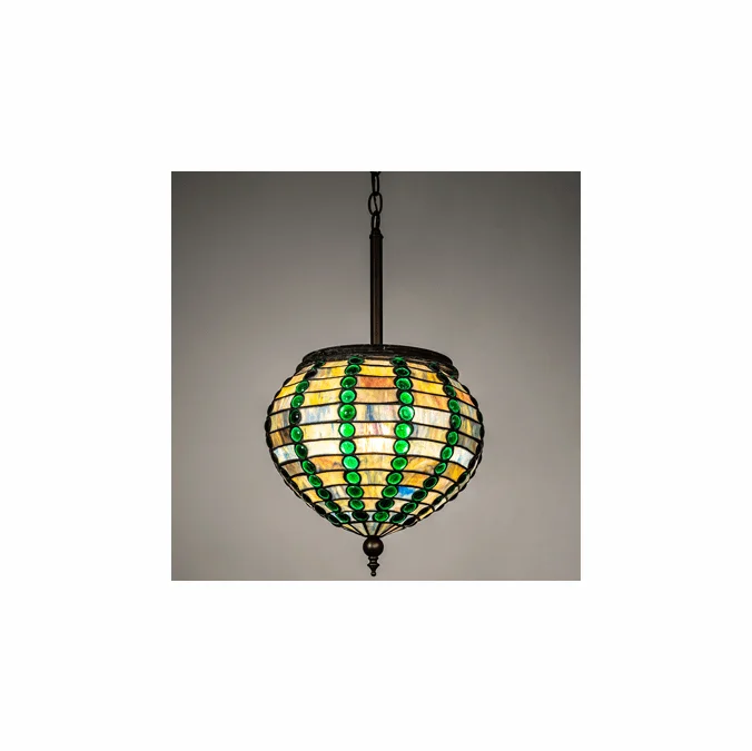 Meyda Custom 254233 Jeweled Beehive Tiffany Mahogany Bronze Pendant Light Fixture