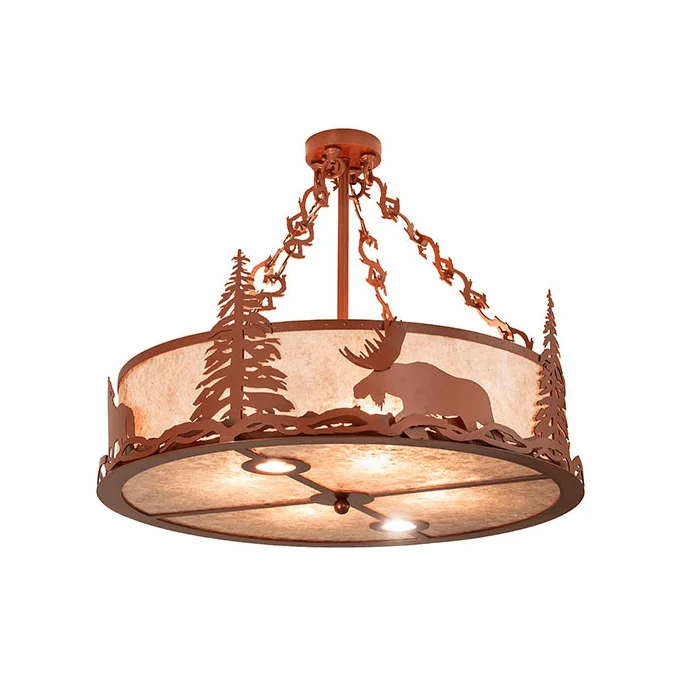 Meyda Custom 267438 Wildlife at Dusk Rustic Copper Flush Ceiling Light Fixture