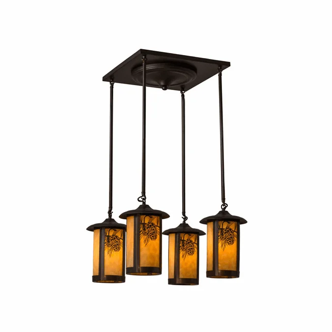 Meyda Custom 59330 Fulton Winter Pine Rustic Craftsman Multi Drop Ceiling Lighting