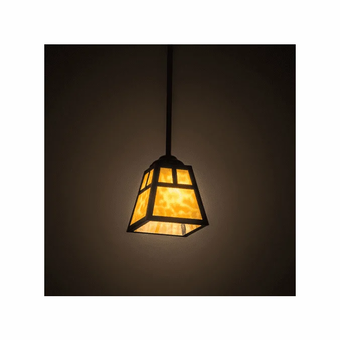 Meyda Custom 70059 T Mission Craftsman Beige Craftsman Brown Mini Hanging Pendant Lighting