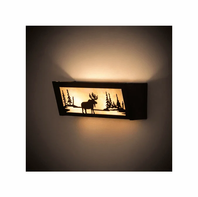 Meyda Custom 98902 Moose at Lake Rustic Antique Copper Bath Sconce