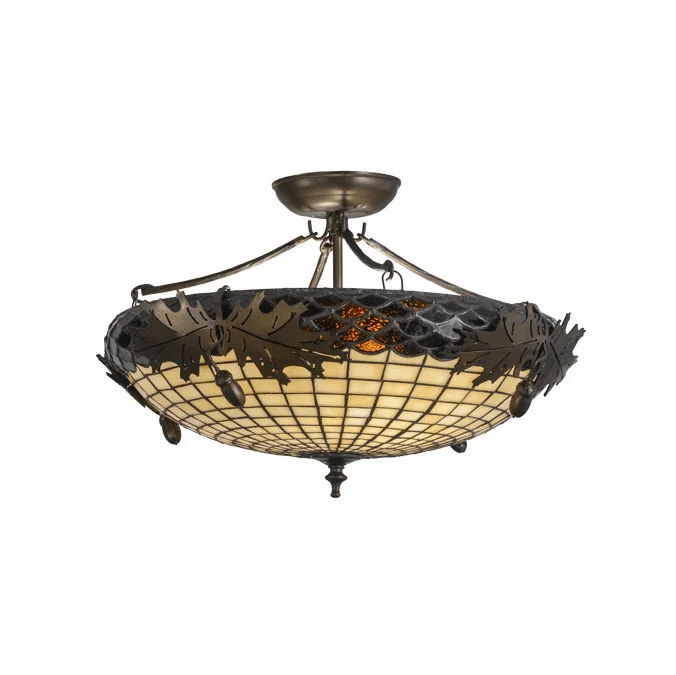 Meyda Custom 98966 Acorn and Oak Leaves 21.5 inches wide 2 Bulb Semi-flush Mount Ceiling Light