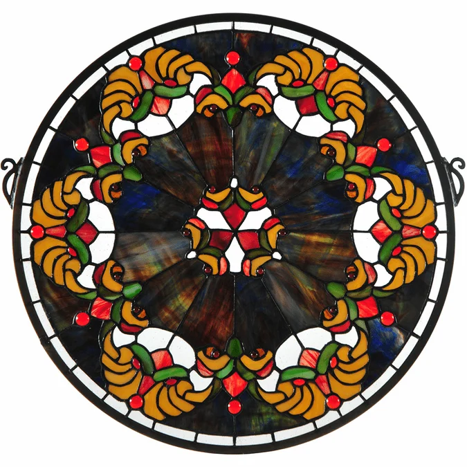 Meyda Lighting 127106 Middleton Medallion Tiffany Patina Stained Glass Window