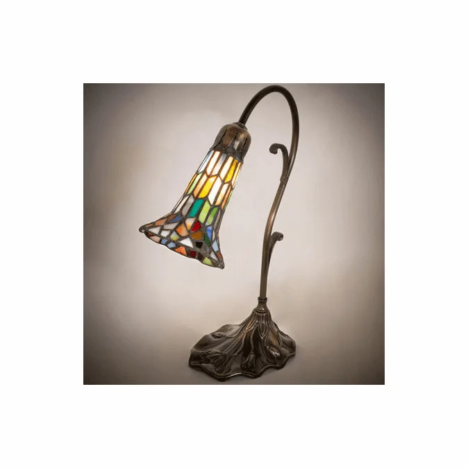 Meyda Lighting 17866 Stained Glass Pond Lily Tiffany Mahogany Bronze Craft Lamp