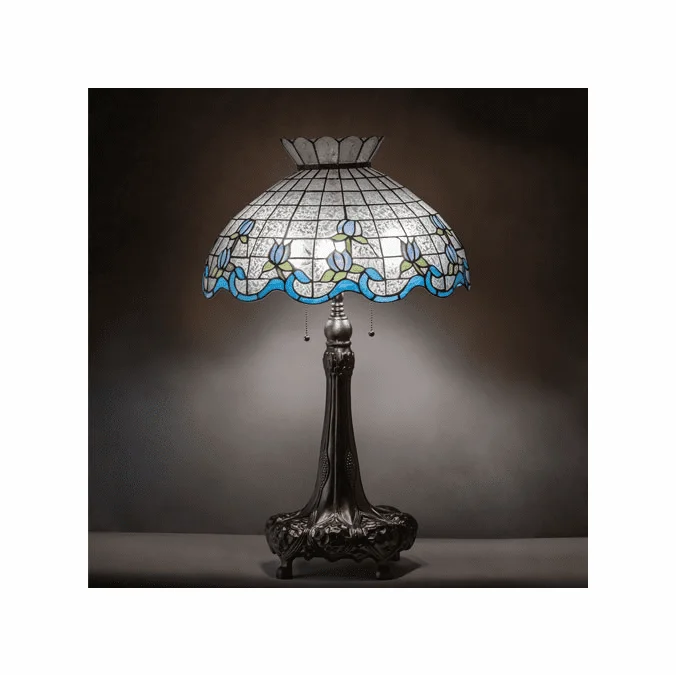 Meyda Lighting 230472 Roseborder Tiffany Mahogany Bronze Table Lamp