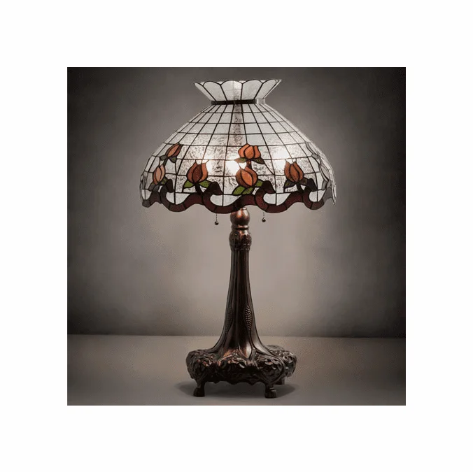 Meyda Lighting 230639 Roseborder Tiffany Mahogany Bronze Table Top Lamp