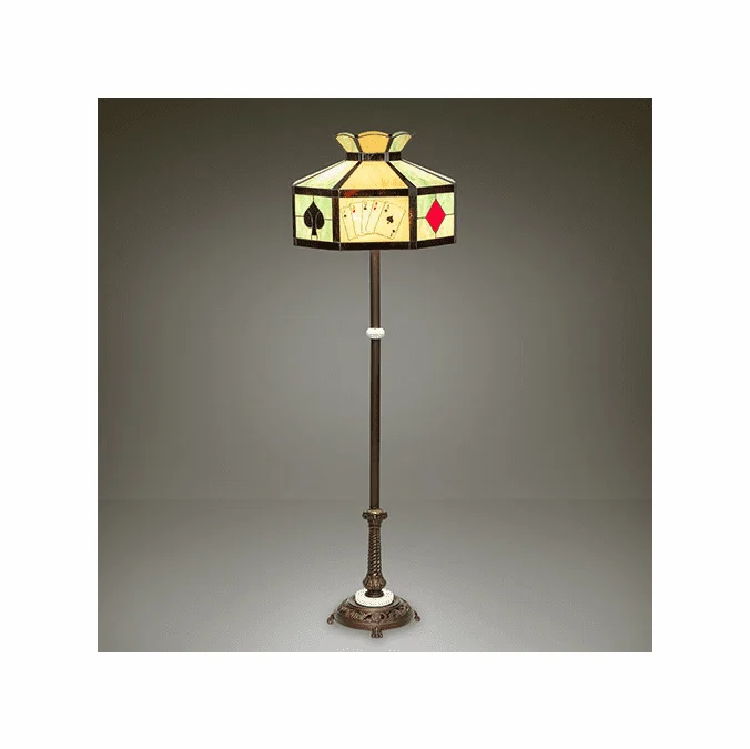 Meyda Lighting 252397 Texas Hold’em Tiffany Mahogany Bronze Light Floor Lamp