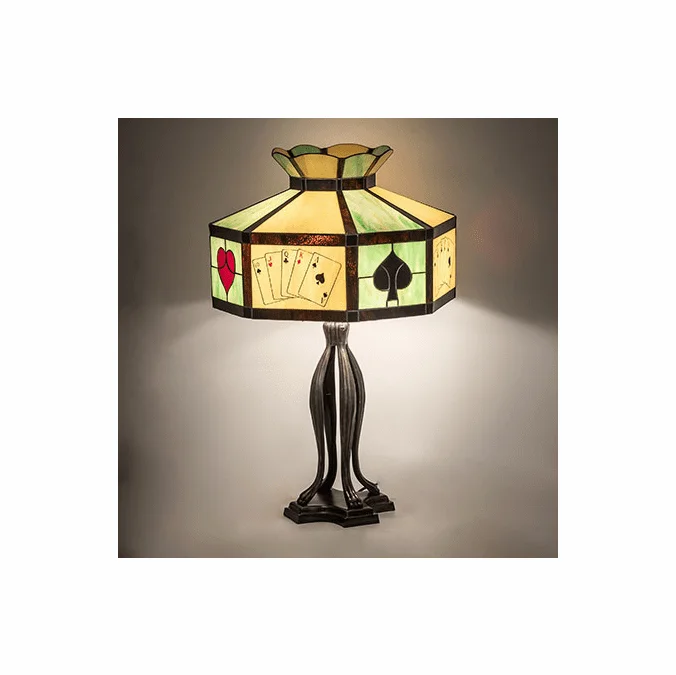 Meyda Lighting 252404 Texas Hold’em Tiffany Mahogany Bronze Table Lamp