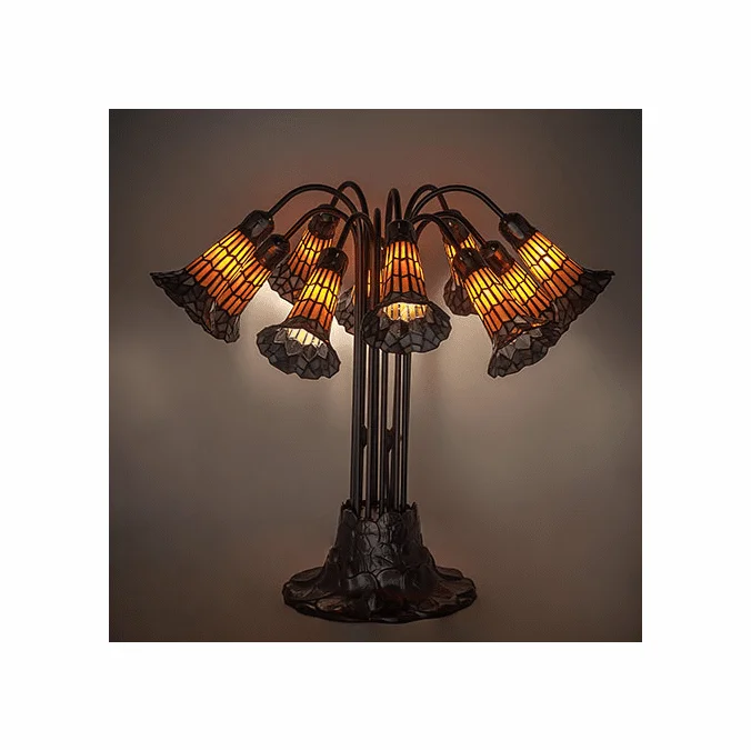 Meyda Lighting 261669 Stained Glass Pond Lily Tiffany Table Top Lamp