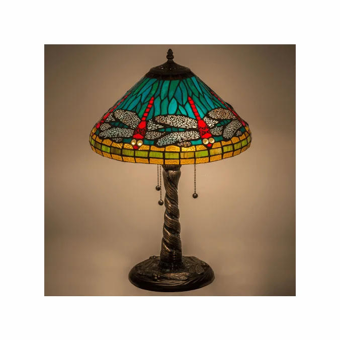 Meyda Lighting 26682 Tiffany Dragonfly Tiffany Mahogany Bronze Table Top Lamp
