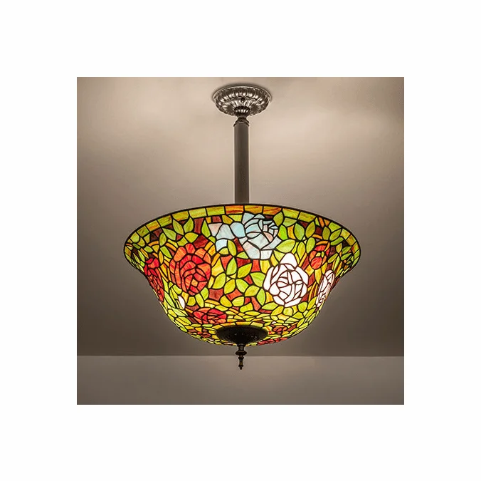 Meyda Lighting 280149 Tiffany Rosebush Tiffany Ceiling Light Fixture