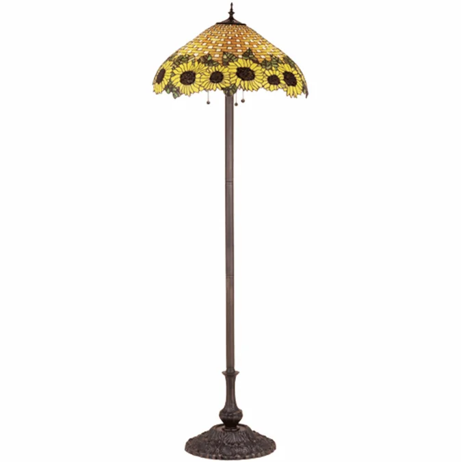 Meyda Lighting 47996 Wicker Sunflower Tiffany Floor Light