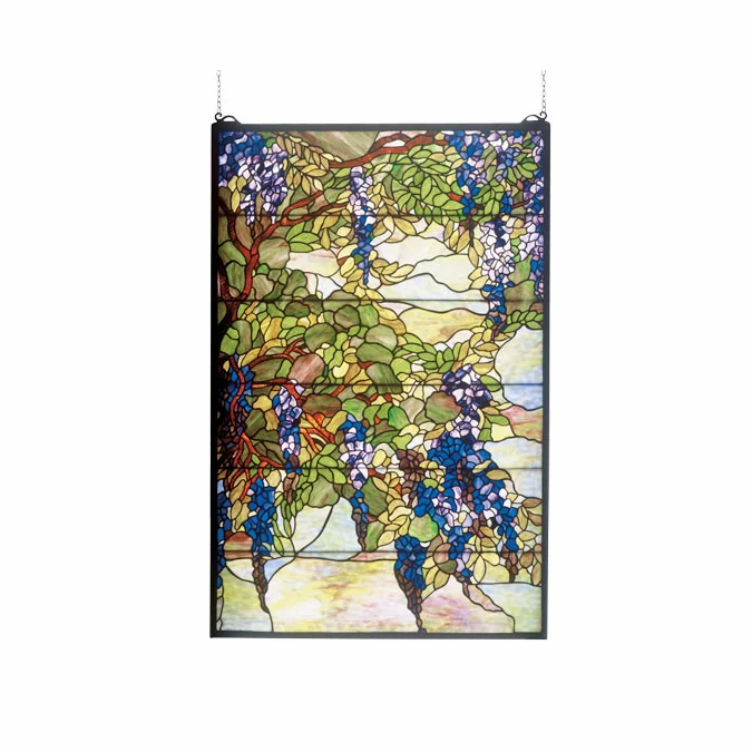 Meyda Lighting 51338 Tiffany Wisteria & Snowball Tiffany Stained Glass Window