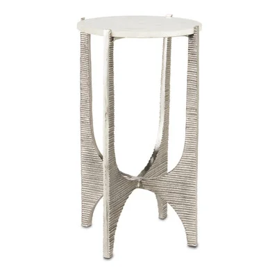 Micha Marble Accent Table Accent Table in Antique Nickel/White (142|4000-0142)