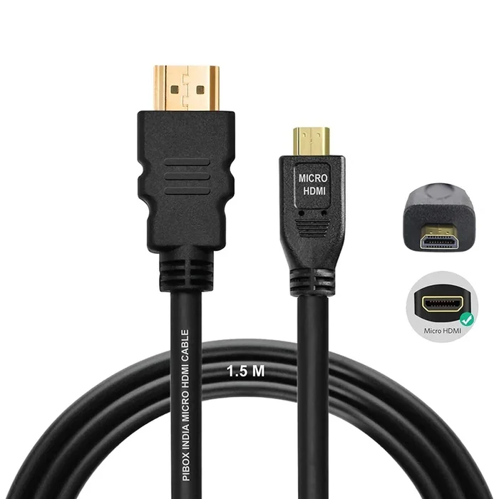 Micro HDMI to HDMI Cable, 4K 60Hz, 1.5 Meter 5 feet, Adapter Ethernet Audio Return Compatible for Raspberry Pi 4 RPI, Raspberry Pi 400, GoPro Hero 7, Sony A6000 A6300 Camera, Nikon B500