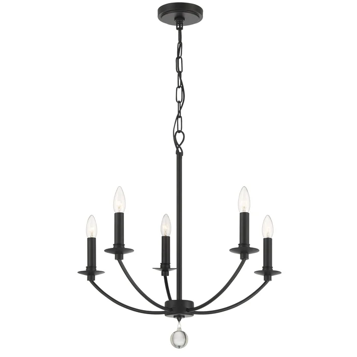 Mila 5 Light Black Chandelier 23″W x 24″H x 23″D