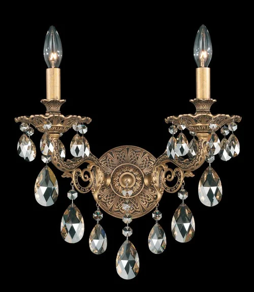 Milano 2 Light 120V Wall Sconce in Etruscan Gold with Heritage Handcut Crystal (168|5642-23H)