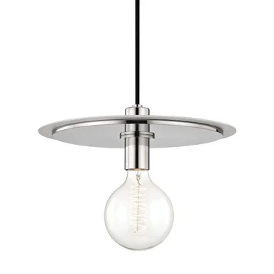 Milo One Light Pendant in Polished Nickel/White (428|H137701L-PN/WH)