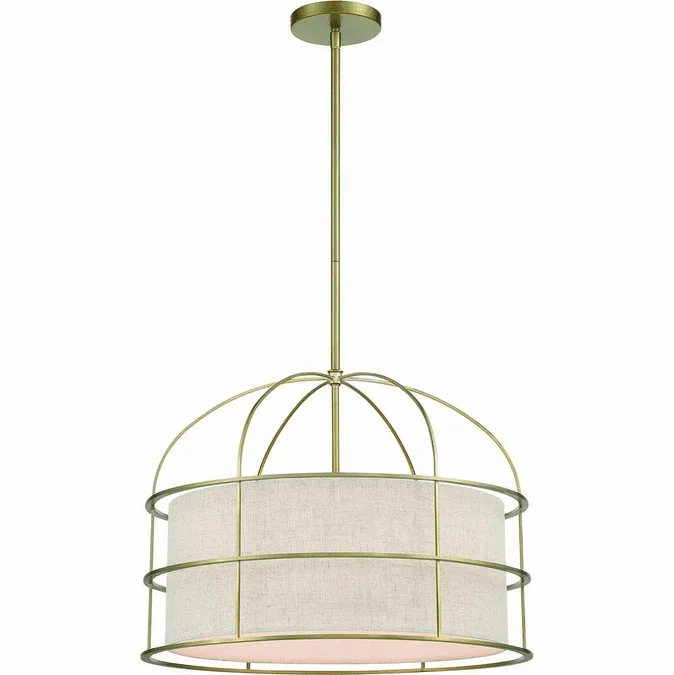 Minka Lavery 2155-695 Gateway Park Soft Brass Drum Hanging Light Fixture