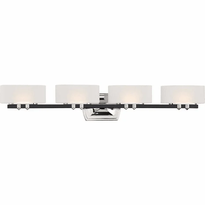 Minka Lavery 3014-572-L Drury Contemporary Coal with Polished Nickel LED 4-Light Bathroom Vanity Light Fixture