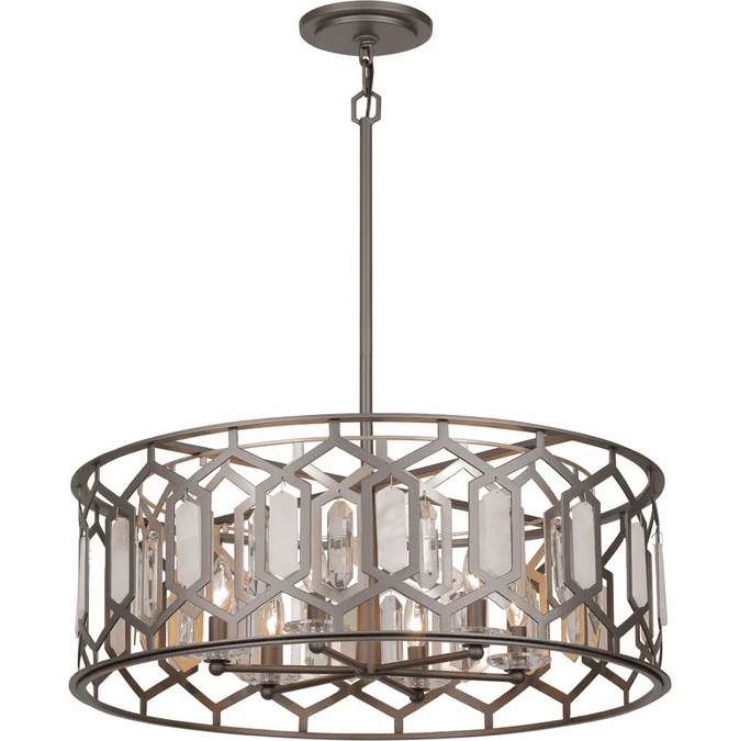 Minka Lavery 3587-795 Hexly Modern Coal / Brass Drum Hanging Lamp