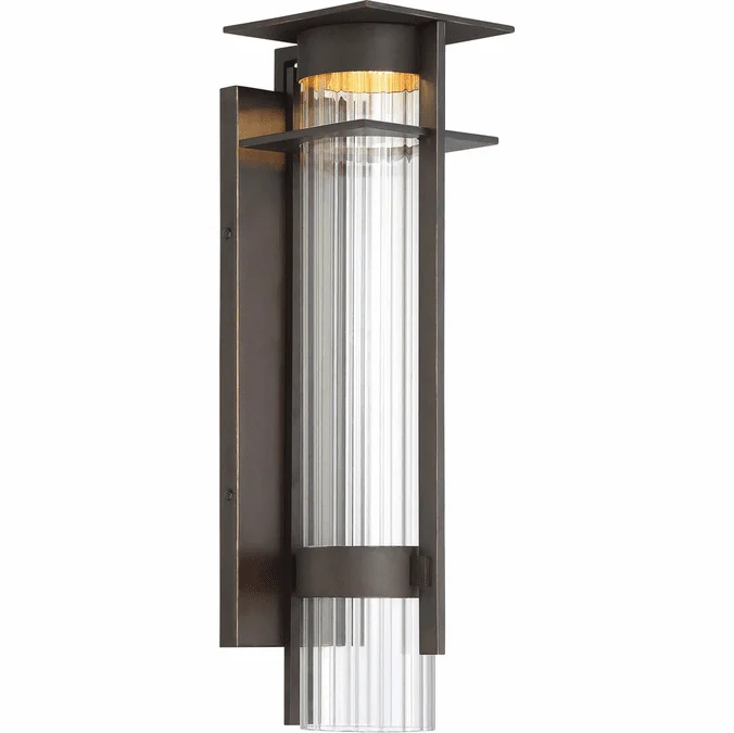 Minka Lavery The Great Outdoors 72742-143C-L Kittner Modern Oil Rubbed Bronze with Gold Highlights LED Exterior Wall Sconce