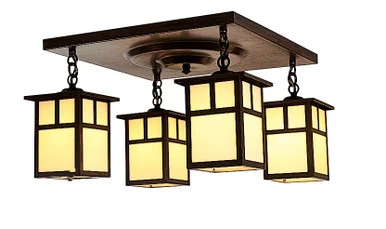 Mission Four Light Ceiling Mount in Mission Brown (37|MCM-5/4TGW-MB)