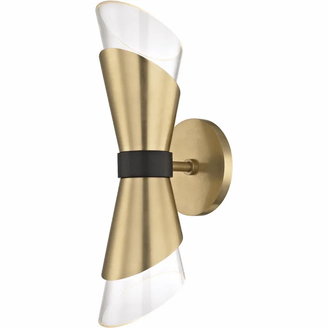 Mitzi H130102-AGB-BK Angie Contemporary Aged Brass / Black LED Wall Light Fixture