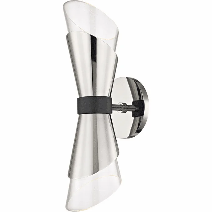 Mitzi H130102-PN-BK Angie Modern Polished Nickel / Black LED Lighting Wall Sconce