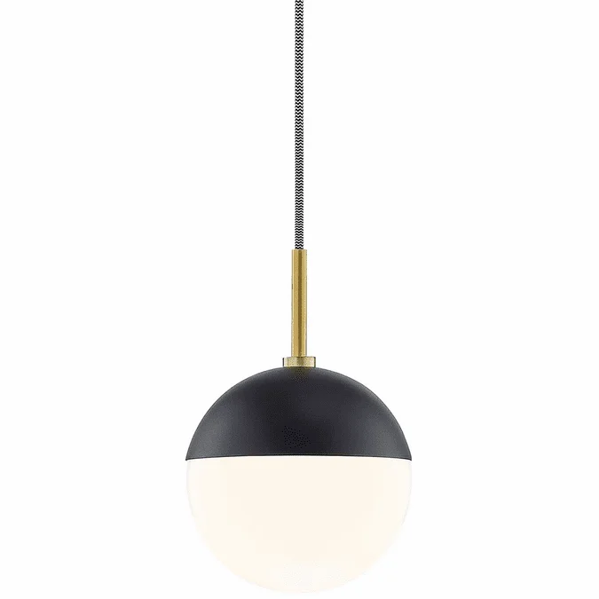 Mitzi H344701-AGB-BK Renee Contemporary Aged Brass / Black Pendant Light Fixture