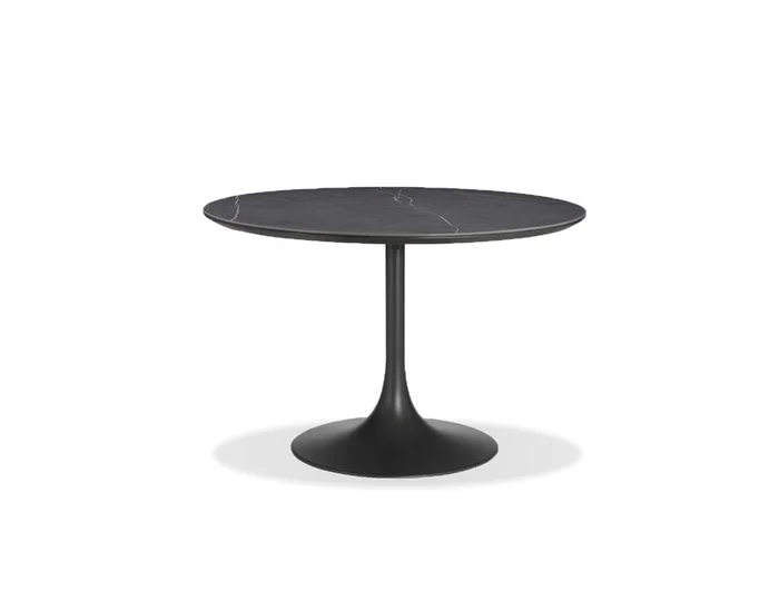 Mobital Baux Dining Table Slate Grey Ceramic Top, Black Powder Coated Steel Base DTA-BAUX-SLGR-PCBLA