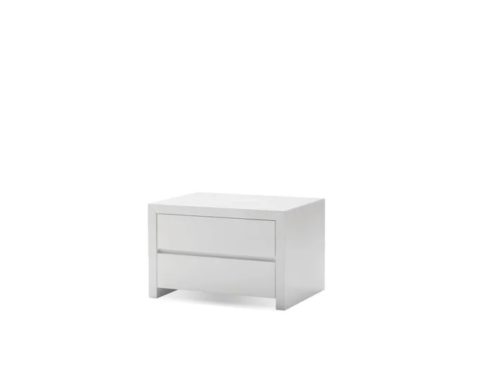 Mobital Blanche Night Table 2-Drawer White High Gloss/Soft Closing Drawers NIG-BLAN-WHIT-