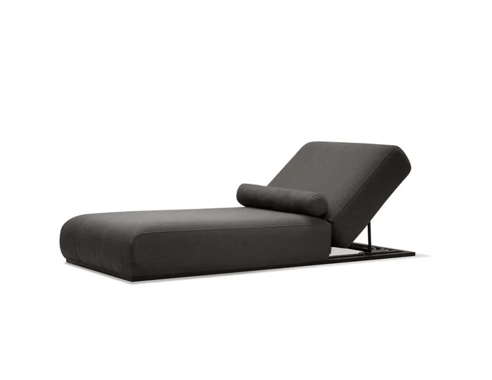 Mobital Bondi Lounger Chair Charcoal Sunbrella Fabric Black Aluminum Frame LCH-BOND-CHAR-