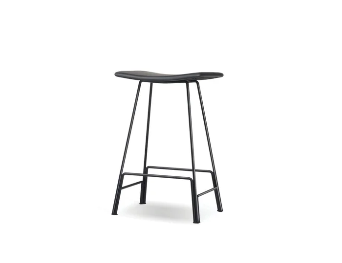 Mobital Canaria Counter Stool Black Leather Black Powder Coated Steel Base, 1Pc DCS-CANA-BLLE-PCBLA