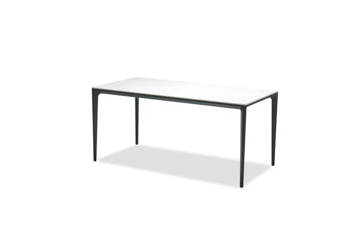Mobital Capri Dining Table White Carrara Ceramic Top, Black Powder Coated Steel Base DTA-CAPR-CARR-PCBLA