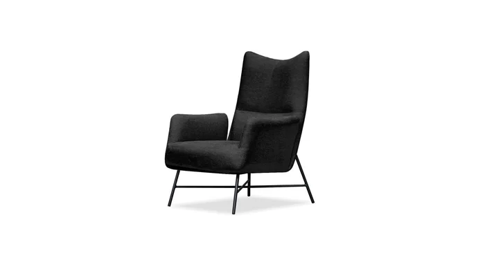 Mobital Caraway Lounge Chair Black Leatherette Black Powder Coated Steel Base LCH-CARA-BLAC-PCBLA