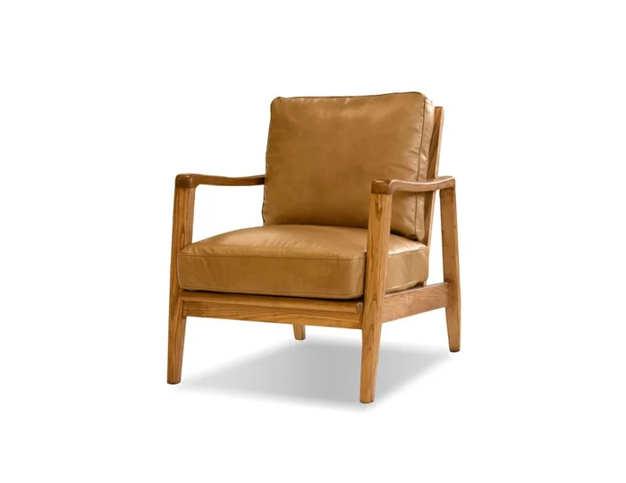 Mobital CRAFtsman Lounge Chair Tan Leather Natural Ash Wood Frame LCH-CRAF-ASHW-TAN