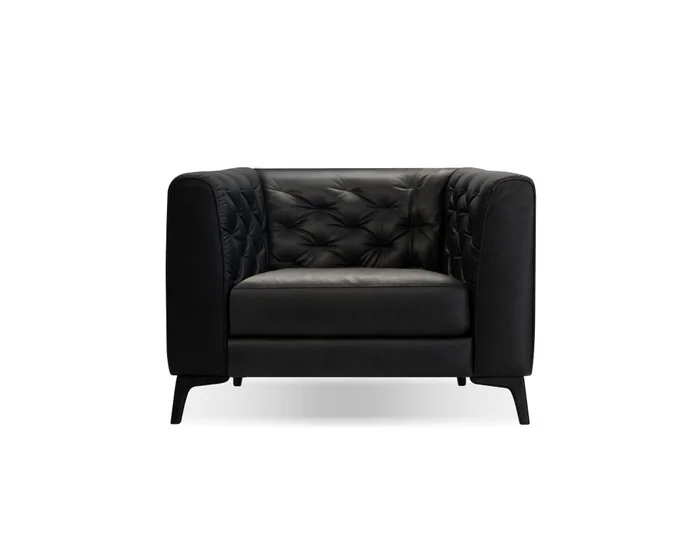 Mobital Dalton Lounge Chair Vintage Black Leather Black Powder Coated Legs LCH-DALT-BLVI-PCBLA