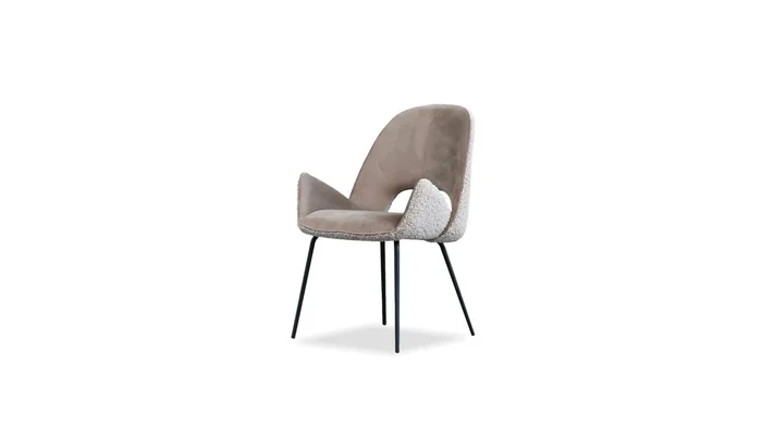 Mobital Dolce Dining Chair Cool Taupe Fabric Black Powder Coated Steel Base, 1Pc DCH-DOLC-COTA-PCBLA