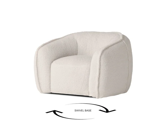 Mobital Duffy Swivel Lounge Chair Teddy Cream Fabric LCH-DUFF-TEDD-SW