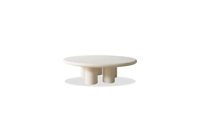 Mobital Elephant Round Coffee Table Ivory Tusk Microskin Indoor-Outdoor WCO-ELEP-IVTU-ROUND