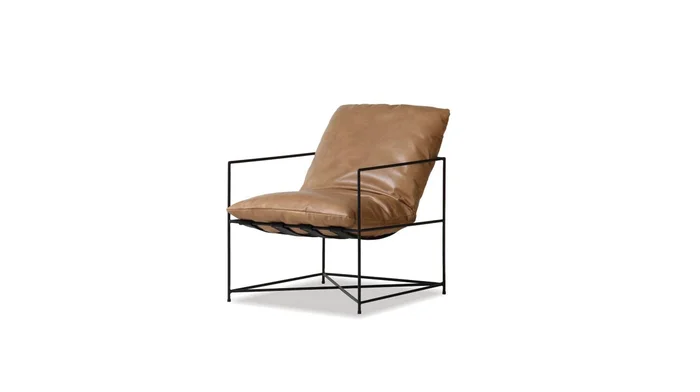 Mobital Ericsson Lounge Chair Tan Vintage Leather Black Powder Coated Steel Base LCH-ERIC-TAN9-BLAC