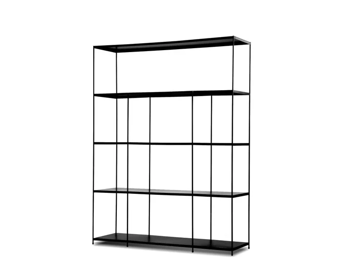 Mobital Etta Wide Bookshelf Black Black Powder Coated Steel Frame WWU-ETTA-BLAC-WIDE