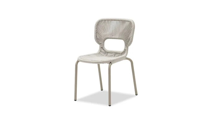 Mobital Ischia Stackable Dining Chair Ivory Rope Taupe Powder Coater, Indoor-Outdoor (Set of 4) DCH-ISCH-IVOR-TAUPC
