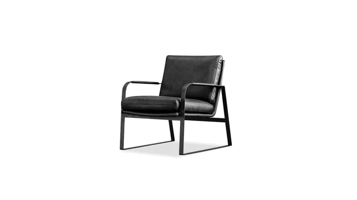 Mobital Jameson Lounge Chair Obsidian Black Leather Black Powder Coated Legs LAR-JAME-BLAC-PCBLA