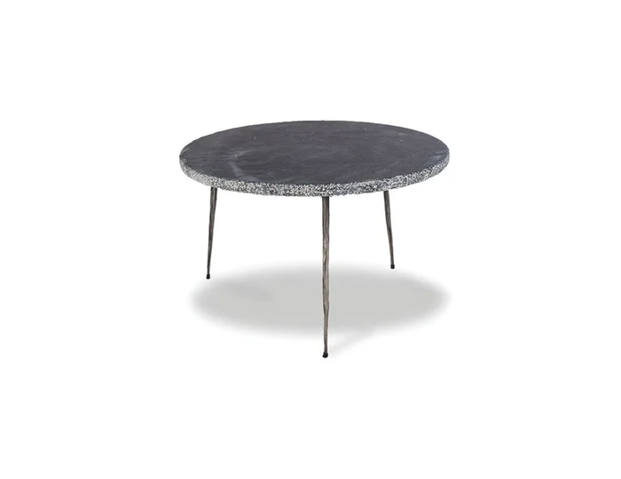 Mobital Kaii Low End Table Black Marble Hammered Edge/Black Iron Legs WEN-KAII-BLAC-LOW