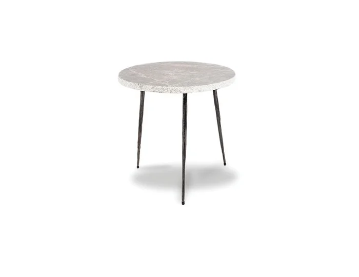 Mobital Kaii Medium End Table Grey Marble Hammered Edge/Black Iron Legs WEN-KAII-GREY-MEDIU