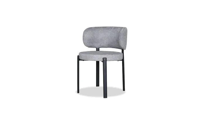 Mobital Lily Dining Chair Ash Twill Fabric Black Powder Coated Steel Base (Set of 2) DCH-LILY-ASHT-PCBLA