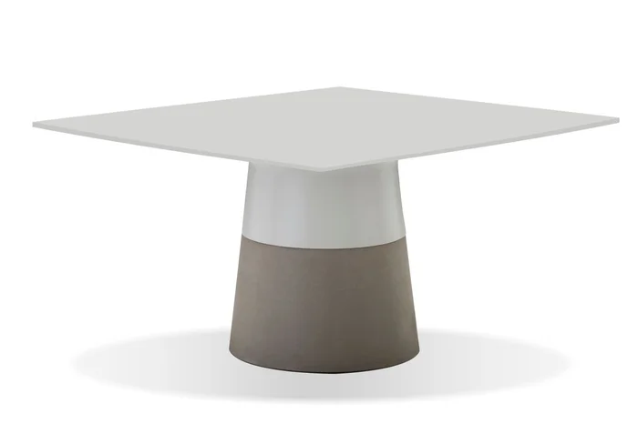Mobital Maldive Square Dining Table Solid Surface Concrete Base, Square Indoor-Outdoor DTA-MALD-WHIT-SQUAR
