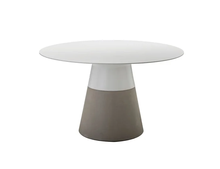 Mobital Maldives 49″ Round Dining Table White Solid Surface, Concrete Base Indoor-Outdoor DTA-MALD-WHIT-49IN